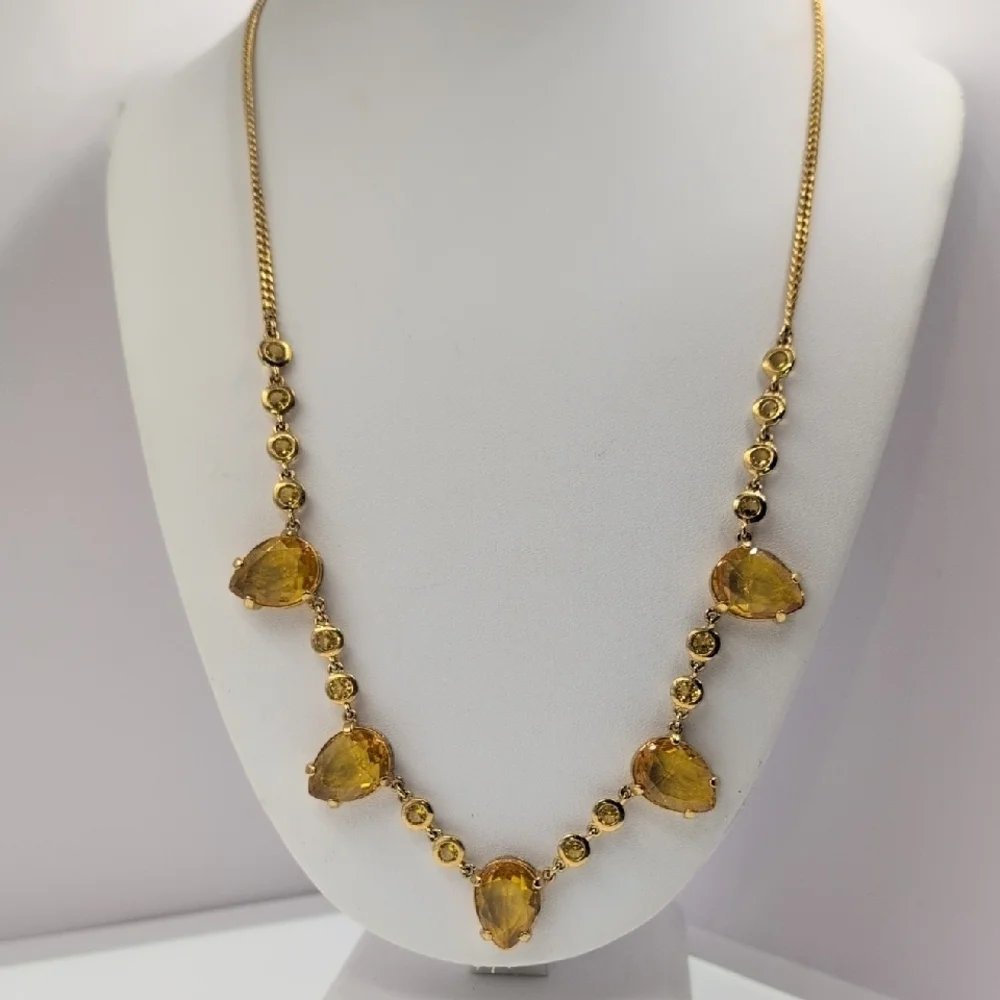 J. Crew Gold Necklace with Yellow Orange Gems